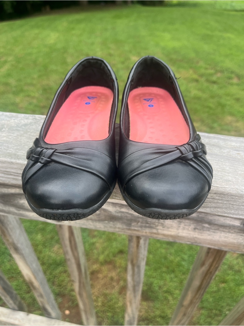 Girls' Black Dress Flats with Pink Insole